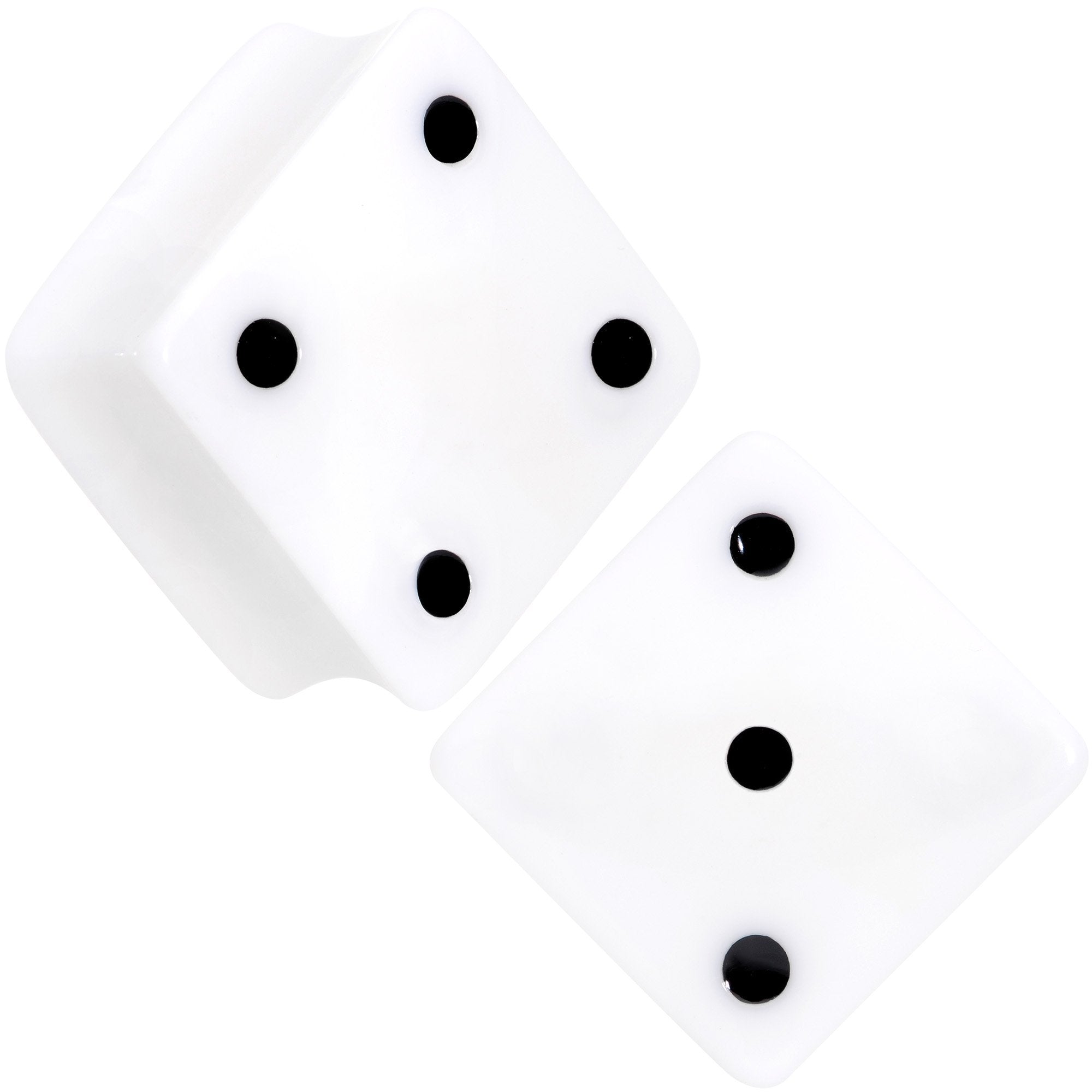 BodyCandy White Acrylic Square Shaped Lucky 7 Dice Saddle Plug Set 22mm to 32mm — main product shot