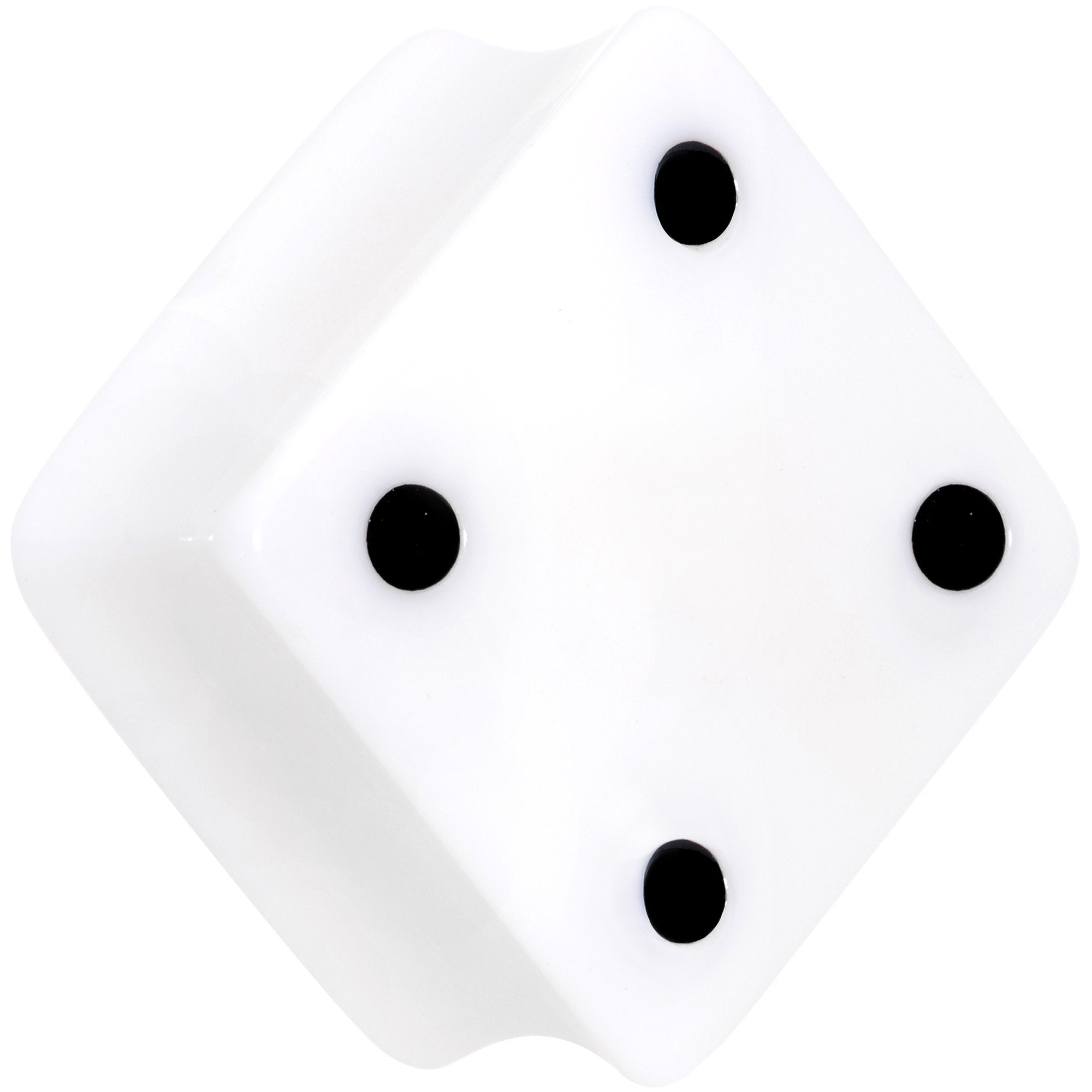 BodyCandy White Acrylic Square Shaped Lucky 7 Dice Saddle Plug Set 22mm to 32mm — detail close-up