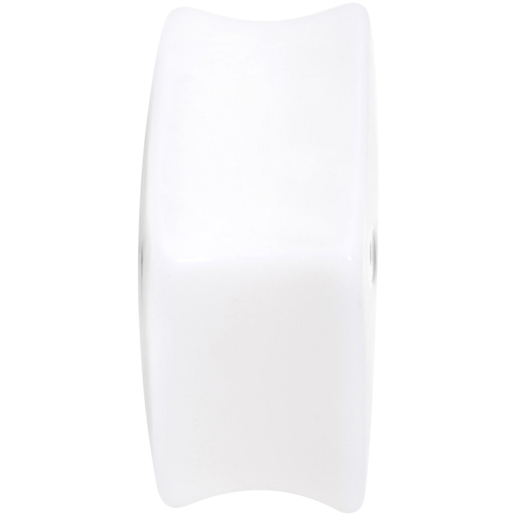 BodyCandy White Acrylic Square Shaped Lucky 7 Dice Saddle Plug Set 22mm to 32mm — side view