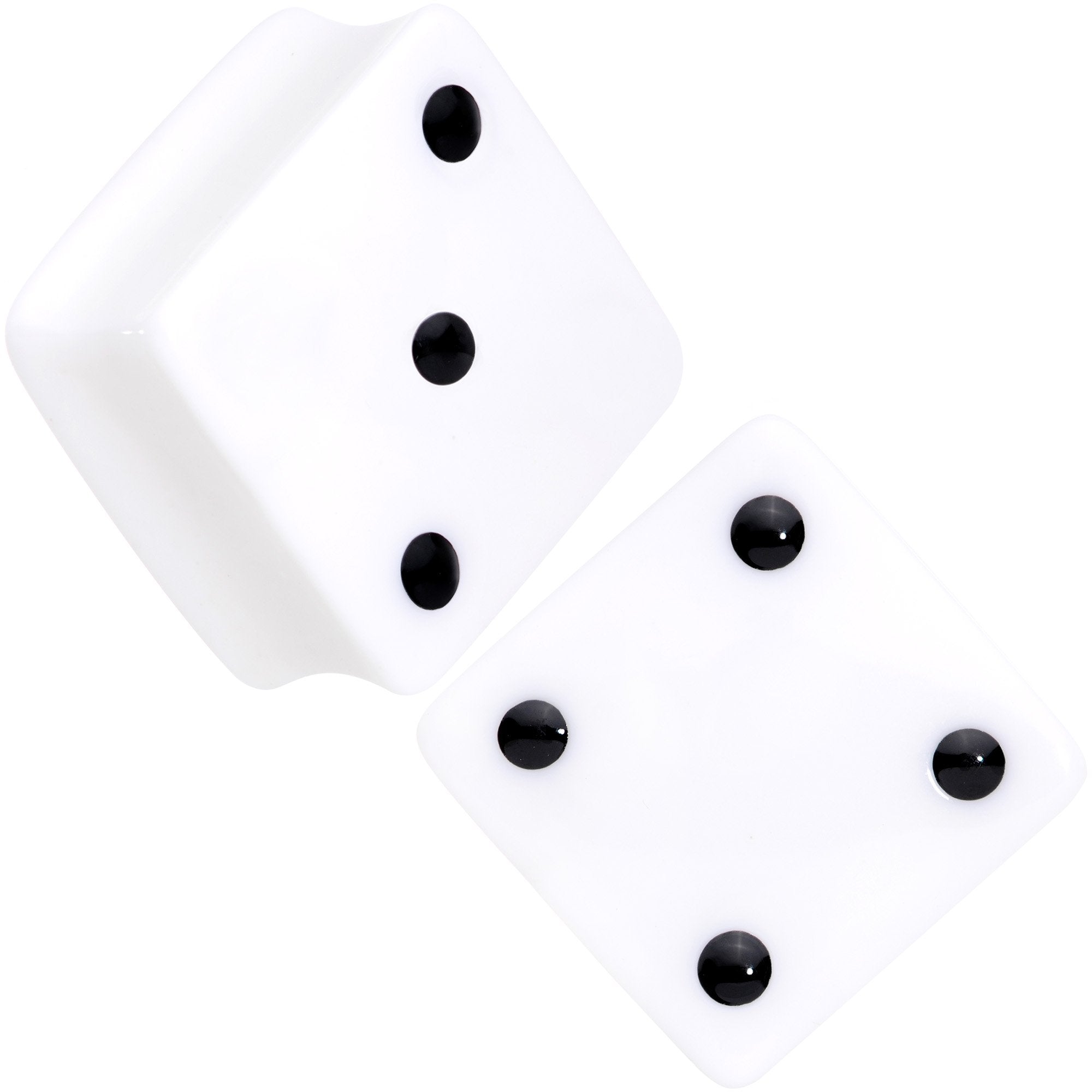 BodyCandy White Acrylic Square Shaped Lucky 7 Dice Saddle Plug Set 22mm to 32mm — alternative angle