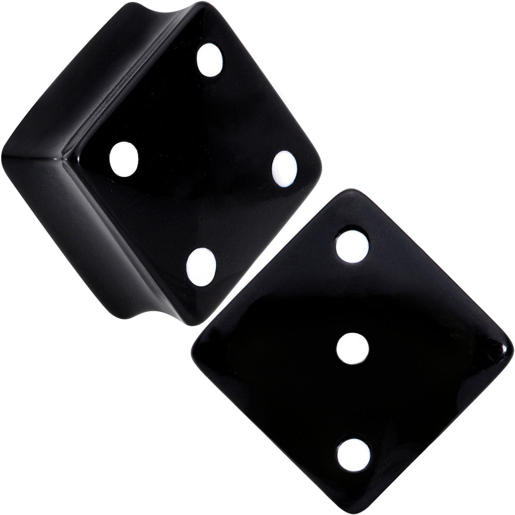 BodyCandy Black Acrylic Square Shaped Lucky 7 Dice Saddle Plug Set 22mm to 31mm — main product shot