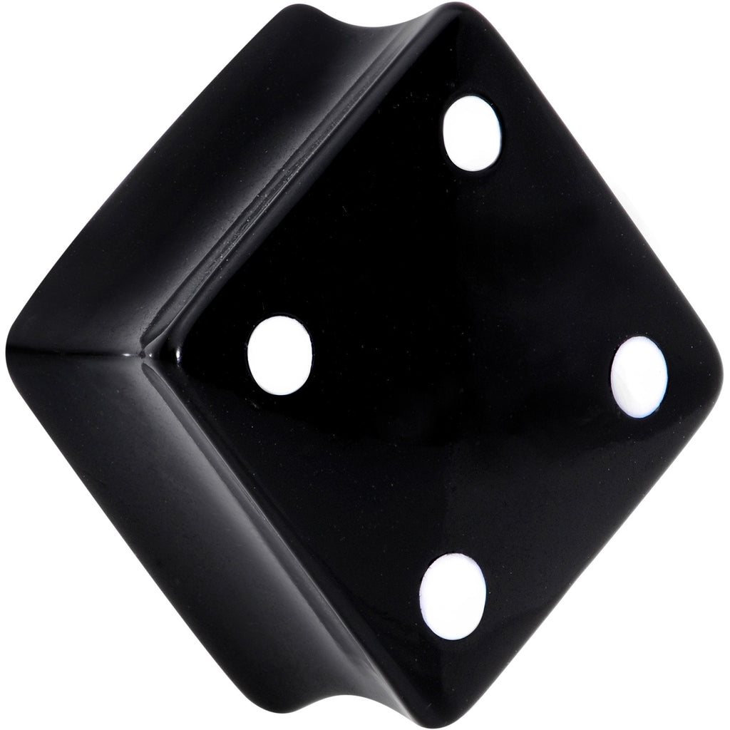 BodyCandy Black Acrylic Square Shaped Lucky 7 Dice Saddle Plug Set 22mm to 31mm — detail close-up