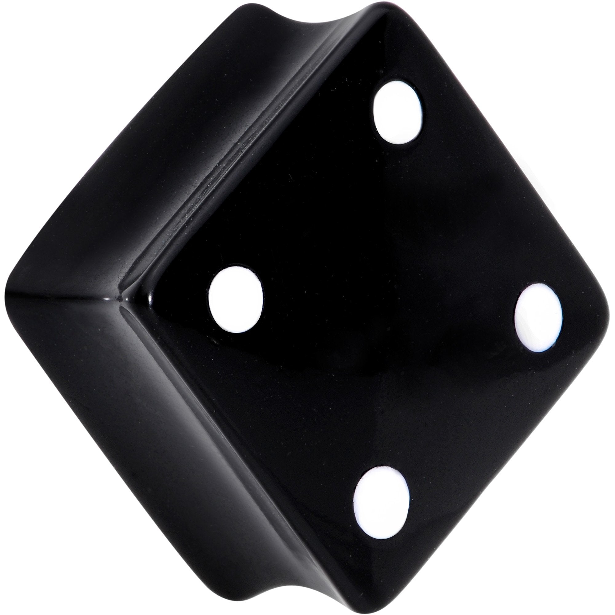 BodyCandy Black Acrylic Square Shaped Lucky 7 Dice Saddle Plug Set 22mm to 31mm — detail close-up