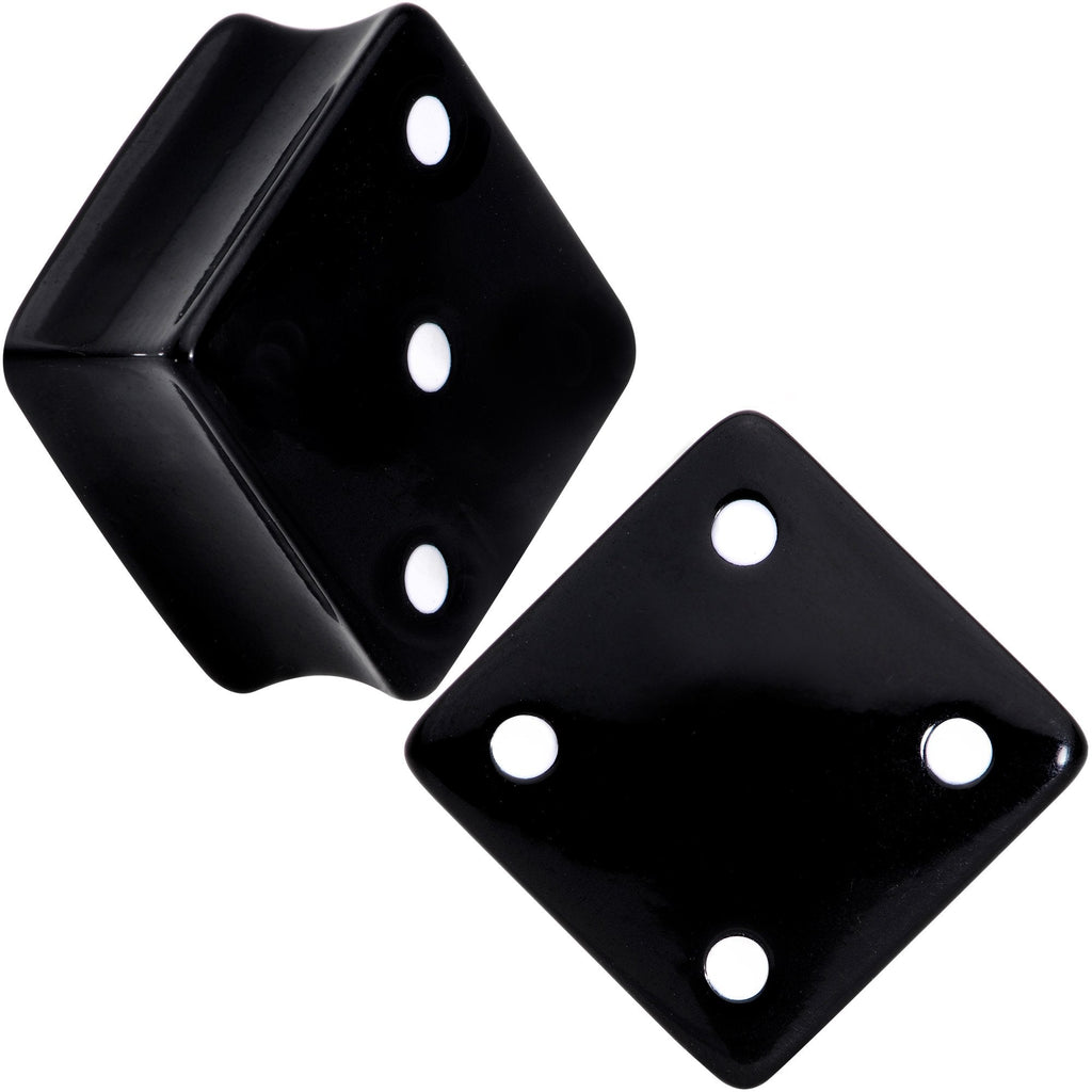 BodyCandy Black Acrylic Square Shaped Lucky 7 Dice Saddle Plug Set 22mm to 31mm — alternative angle