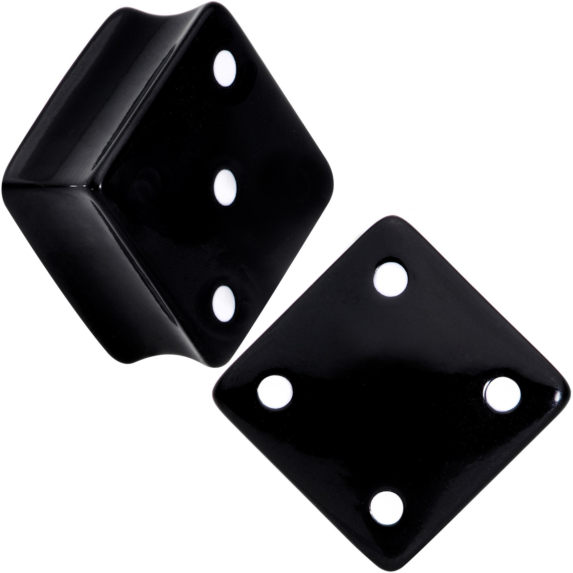 BodyCandy Black Acrylic Square Shaped Lucky 7 Dice Saddle Plug Set 22mm to 31mm — alternative angle