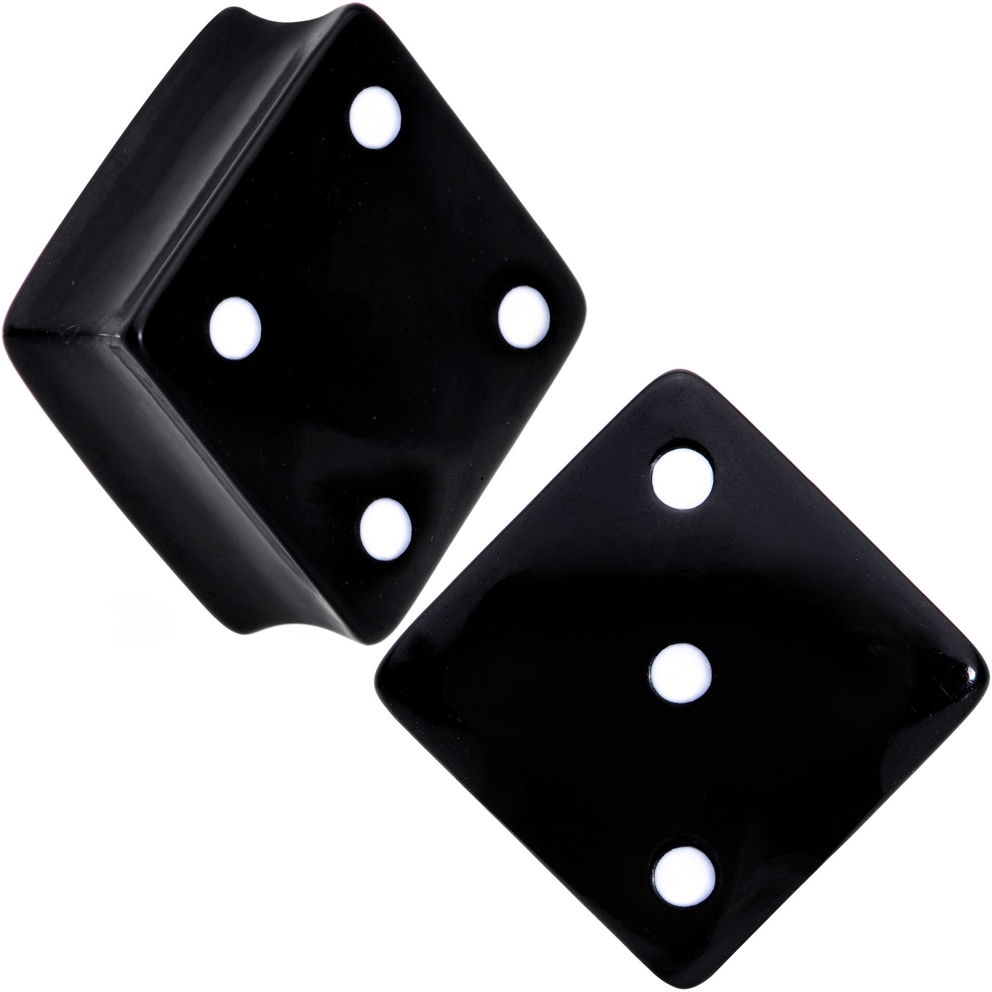 BodyCandy Black Acrylic Square Shaped Lucky 7 Dice Saddle Plug Set 22mm to 31mm — in-use photo