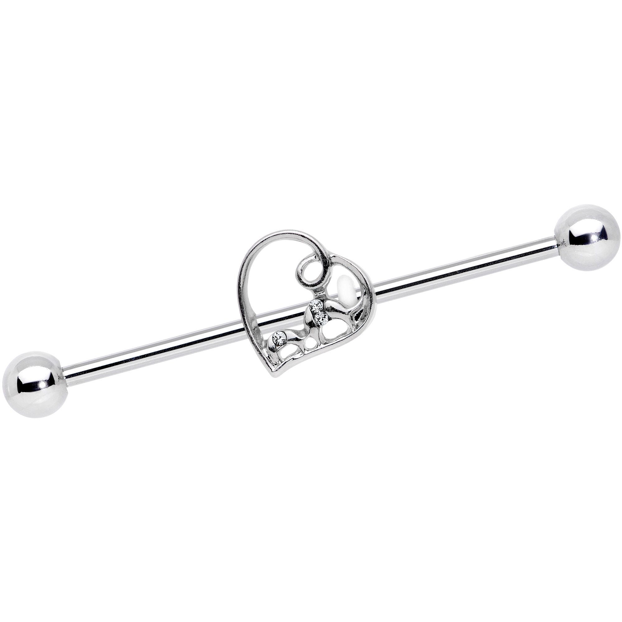 BodyCandy 14G Clear Gem Valentines Day Heart Industrial Barbell 38mm — main product shot