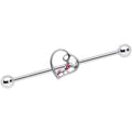 BodyCandy 14G Pink Gem Valentines Day Heart Industrial Barbell 38mm — main product shot