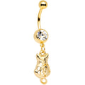 BodyCandy Clear Gem Gold Tone Anodized Fashion Cat Dangle Belly Ring — main product shot