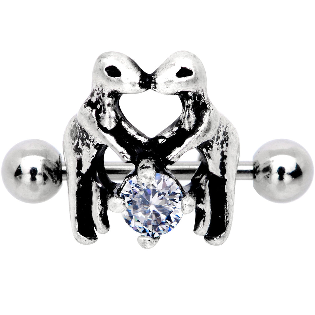 BodyCandy 16G 3/8 Clear CZ Gem Prehistoric Dinosaur Heart Cartilage Cuff — main product shot