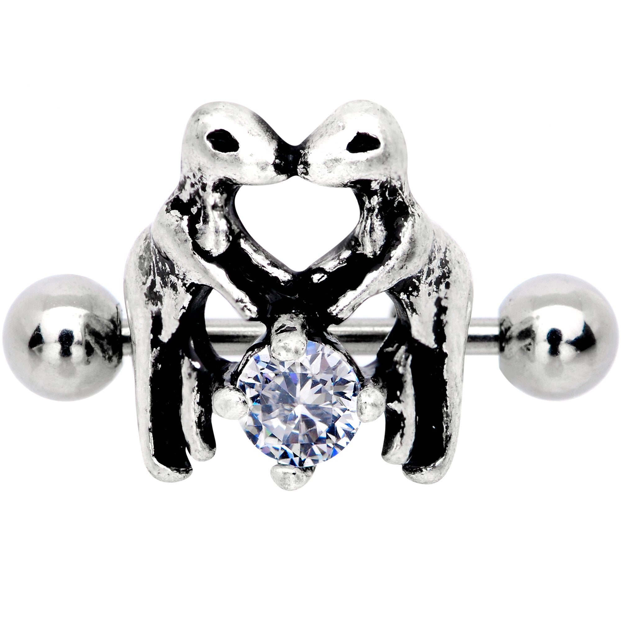 BodyCandy 16G 3/8 Clear CZ Gem Prehistoric Dinosaur Heart Cartilage Cuff — main product shot