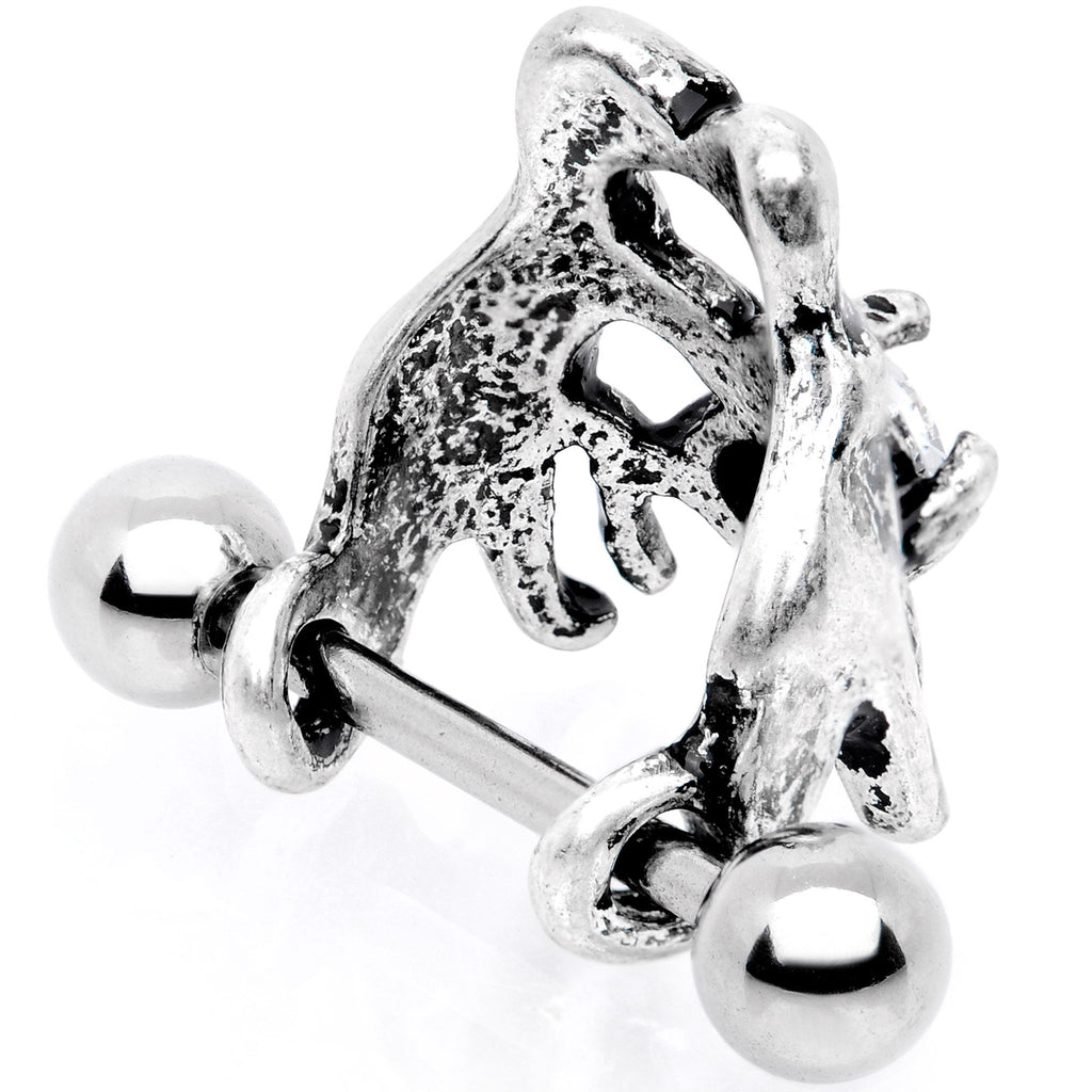BodyCandy 16G 3/8 Clear CZ Gem Prehistoric Dinosaur Heart Cartilage Cuff — detail and construction