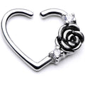 BodyCandy 16G 3/8 Clear CZ Gem Rose Flower Left Heart Closure Ring — main product shot