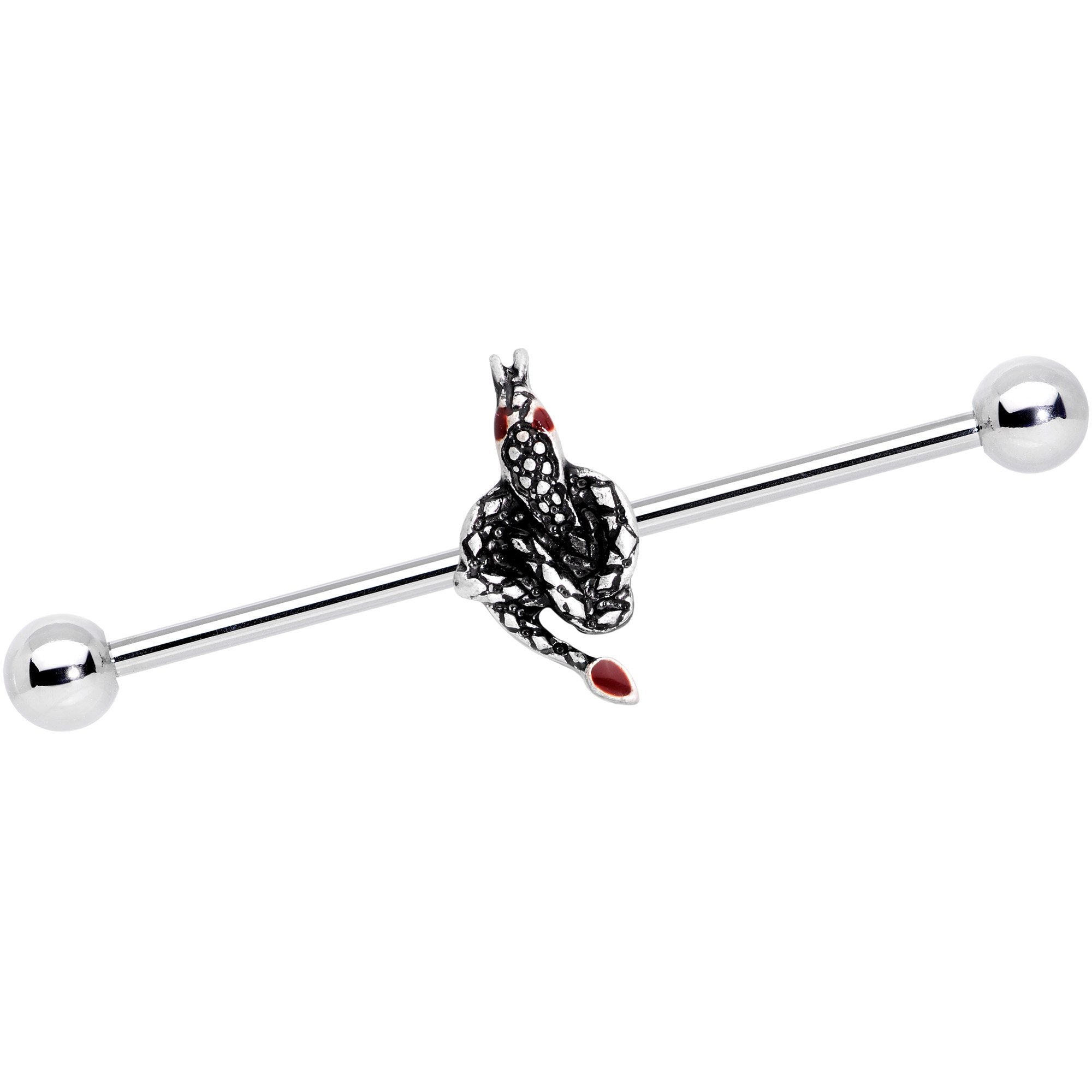 BodyCandy 14G Red Gem Slithering Snake Industrial Barbell 38mm — main product shot
