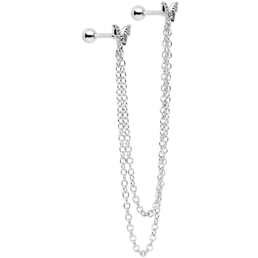 BodyCandy 16G 1/4 Springtime Butterfly Cartilage Chain Earring — lifestyle context