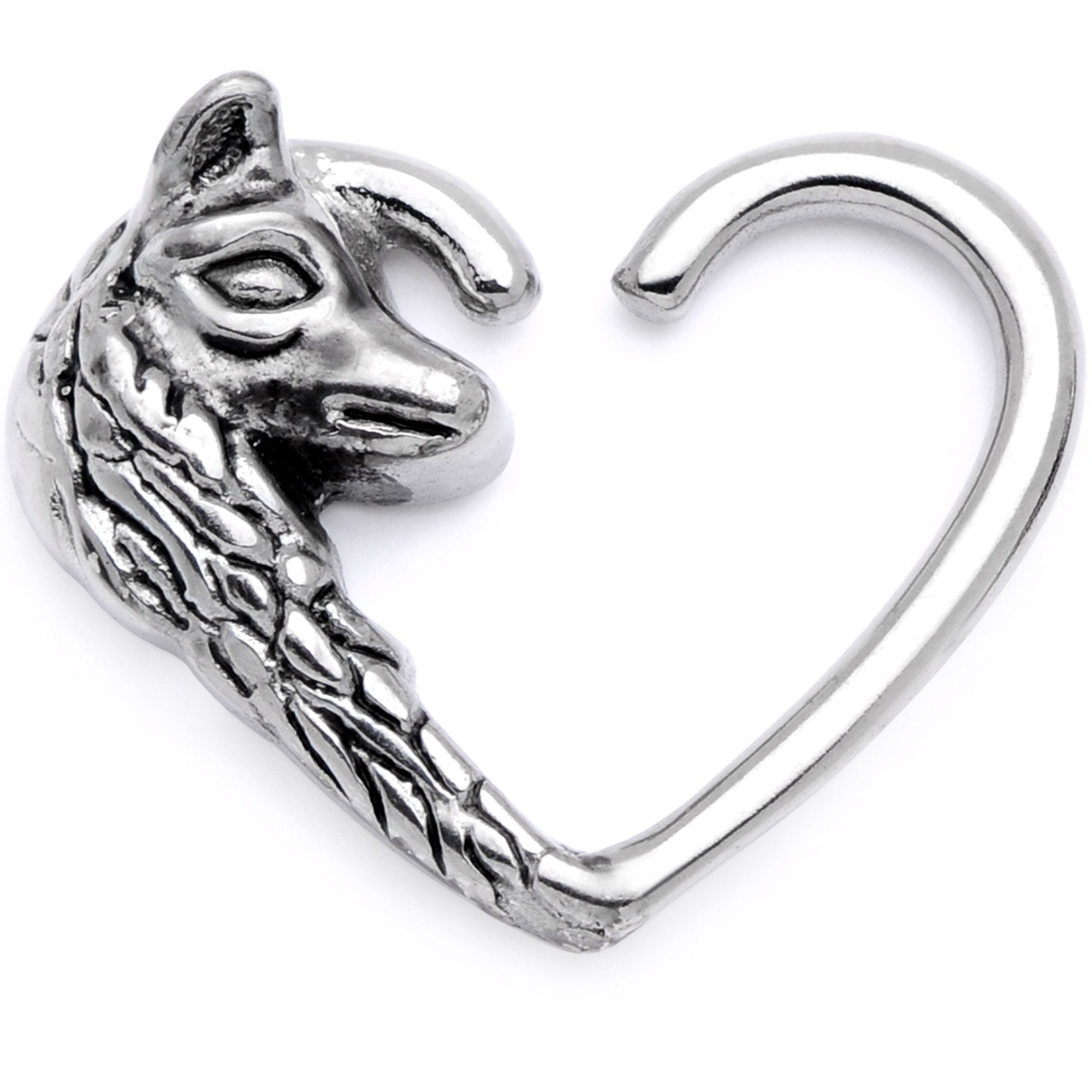 BodyCandy 16G 3/8 Wolves of Winter Right Heart Closure Ring — main product shot