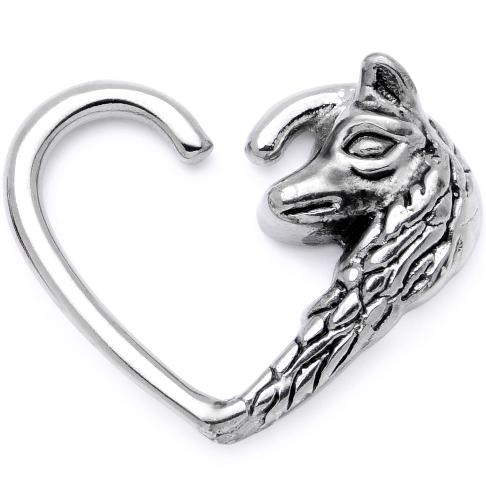 BodyCandy 16G 3/8 Wolves of Winter Left Heart Closure Ring — main product shot
