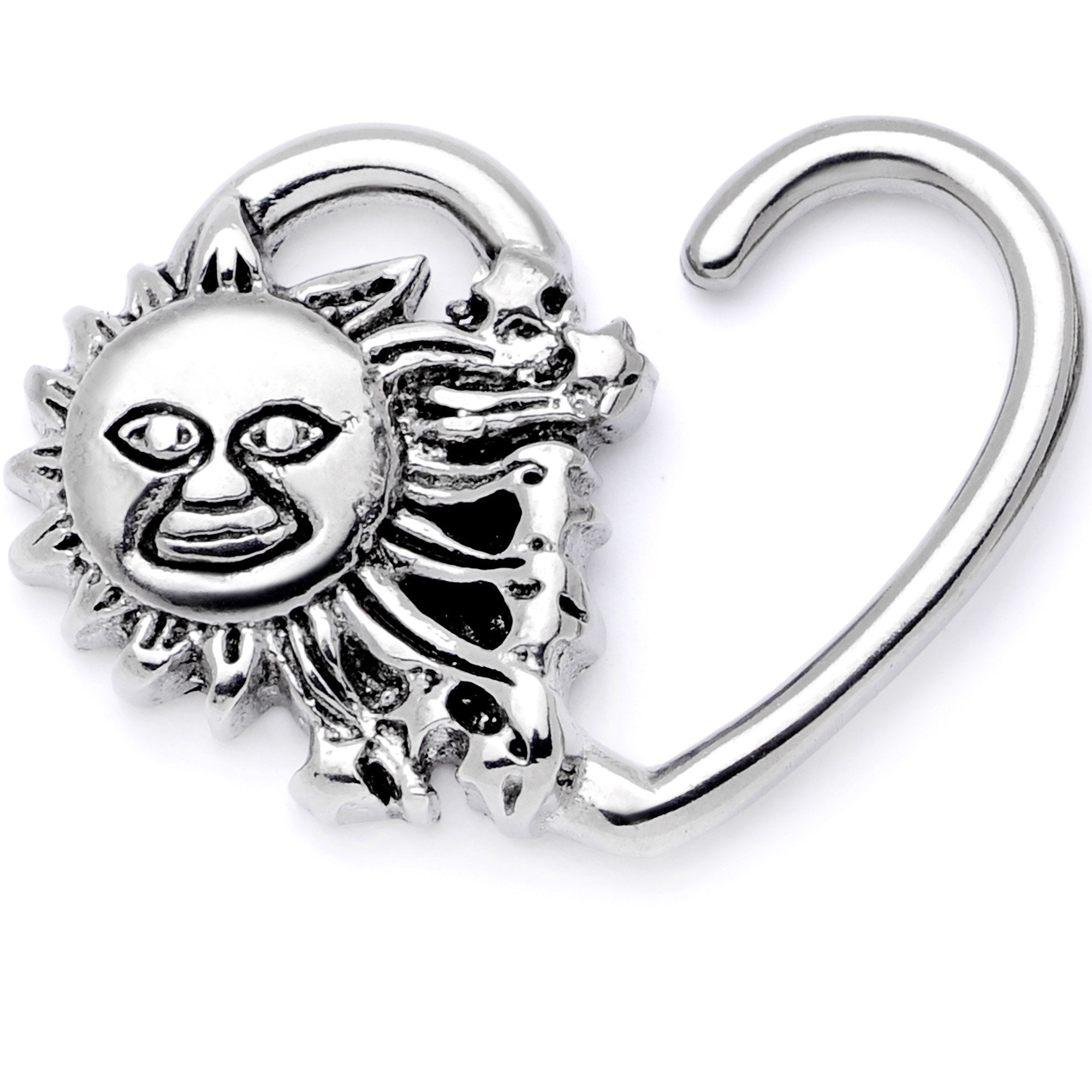 BodyCandy 16G 3/8 Super Smiling Summer Sun Right Heart Closure Ring — main product shot