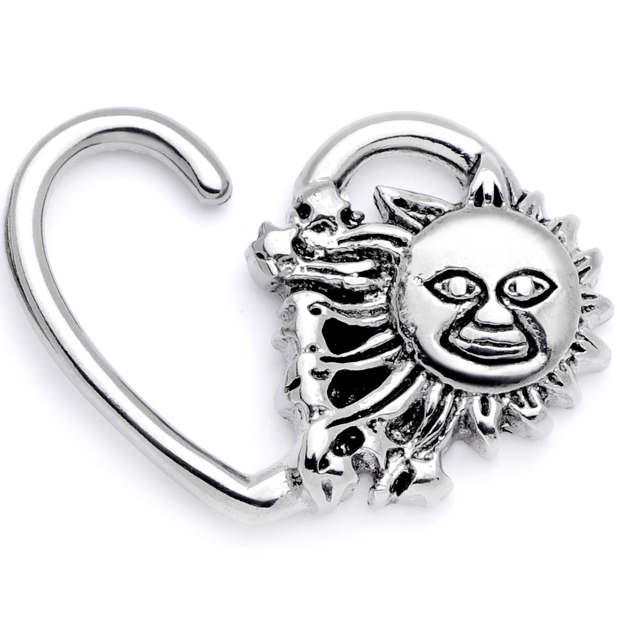 BodyCandy 16G 3/8 Super Smiling Summer Sun Left Heart Closure Ring — main product shot