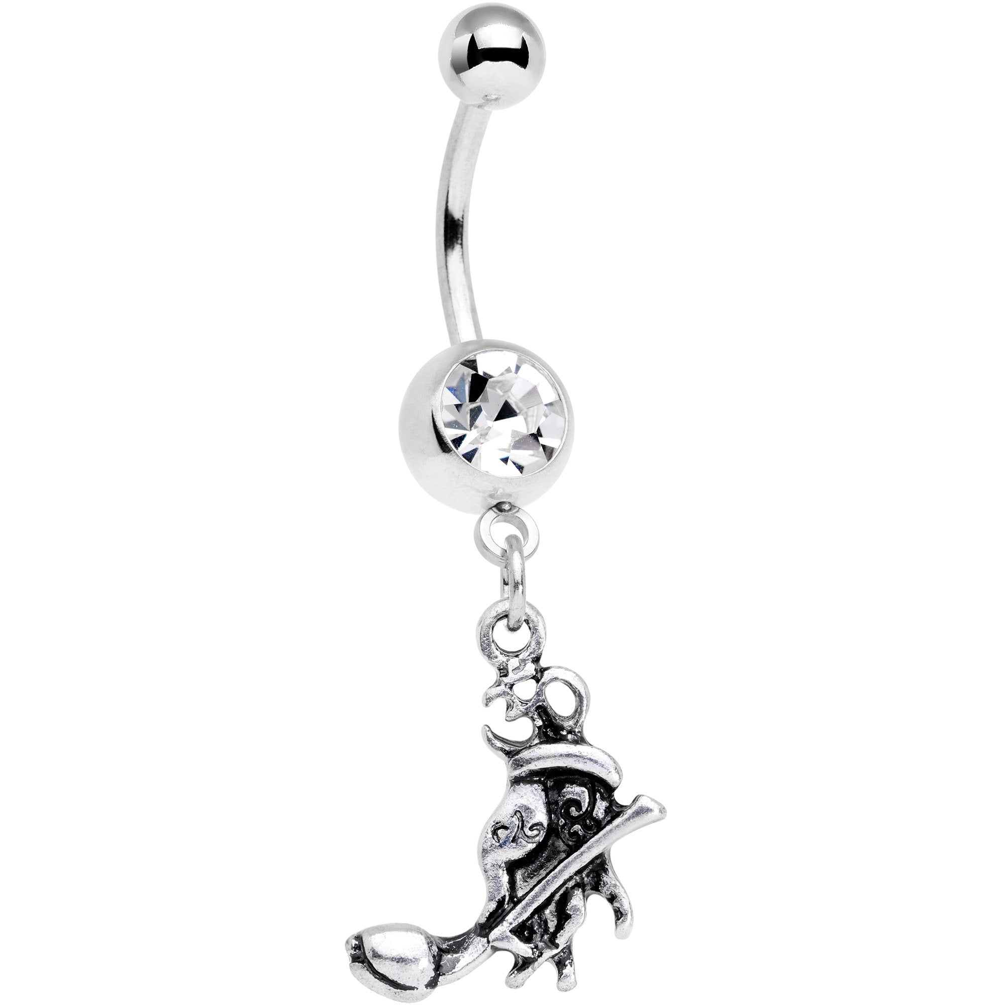 BodyCandy Clear Gem Buddhas Touch Ohm Flower Belly Ring — main product shot