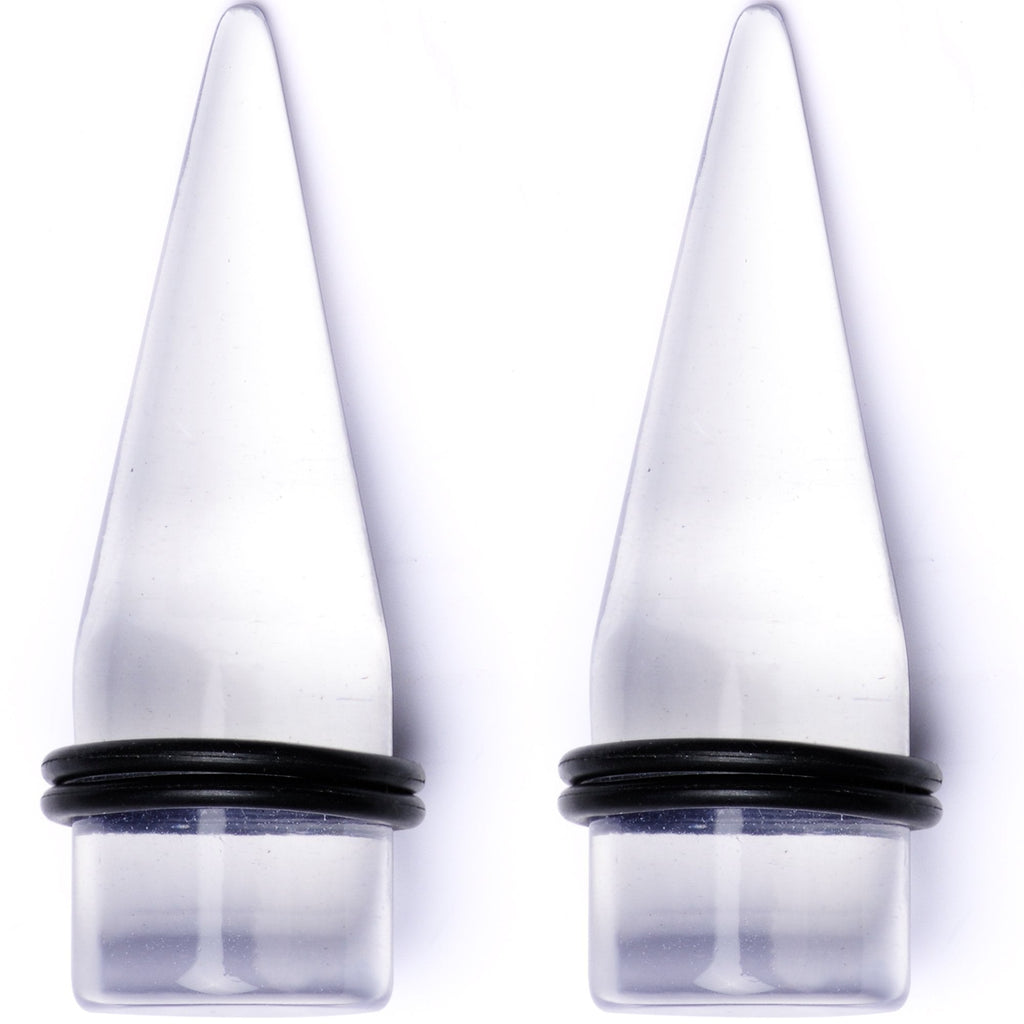 BodyCandy Freaky Fun Lightweight Clear Acrylic Straight Taper Set 2mm to 1 Inch — detail close-up