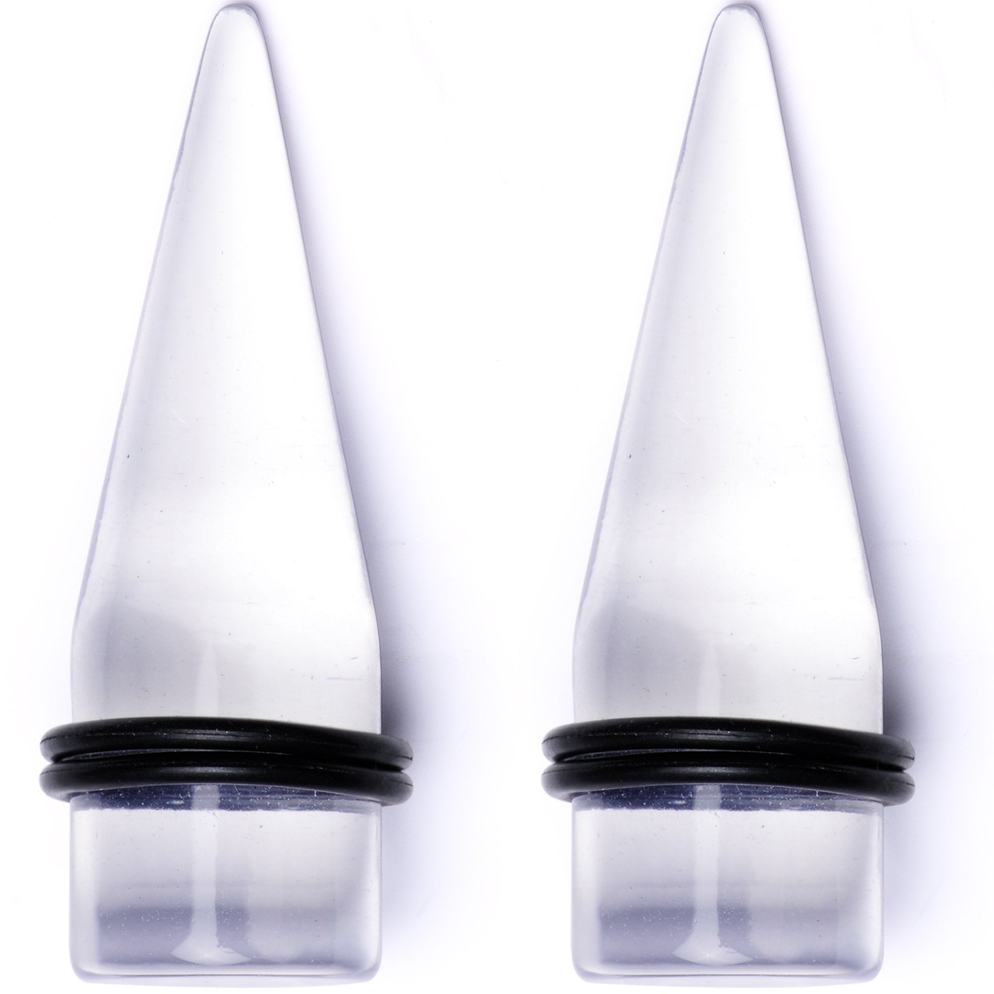 BodyCandy Freaky Fun Lightweight Clear Acrylic Straight Taper Set 2mm to 1 Inch — detail close-up