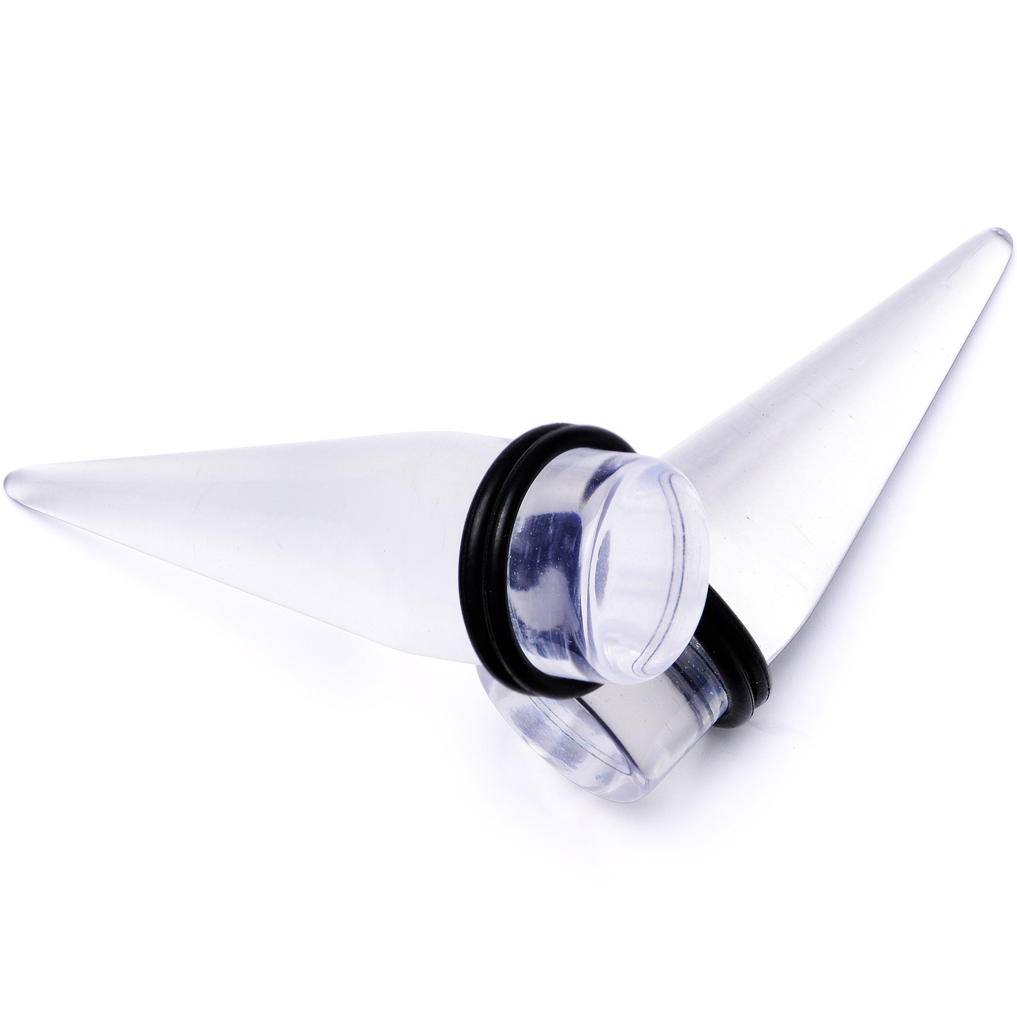 BodyCandy Freaky Fun Lightweight Clear Acrylic Straight Taper Set 2mm to 1 Inch — side view
