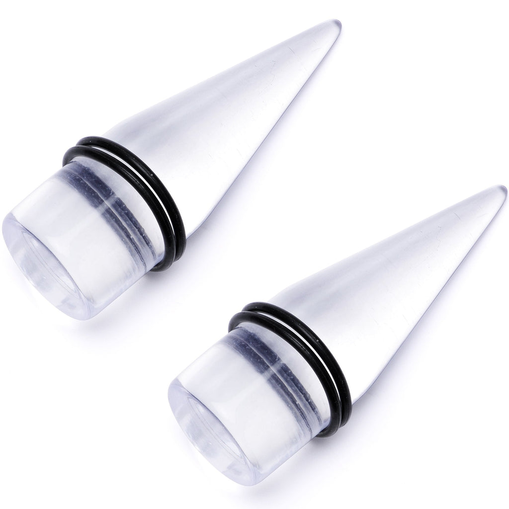 BodyCandy Freaky Fun Lightweight Clear Acrylic Straight Taper Set 2mm to 1 Inch — in-use photo