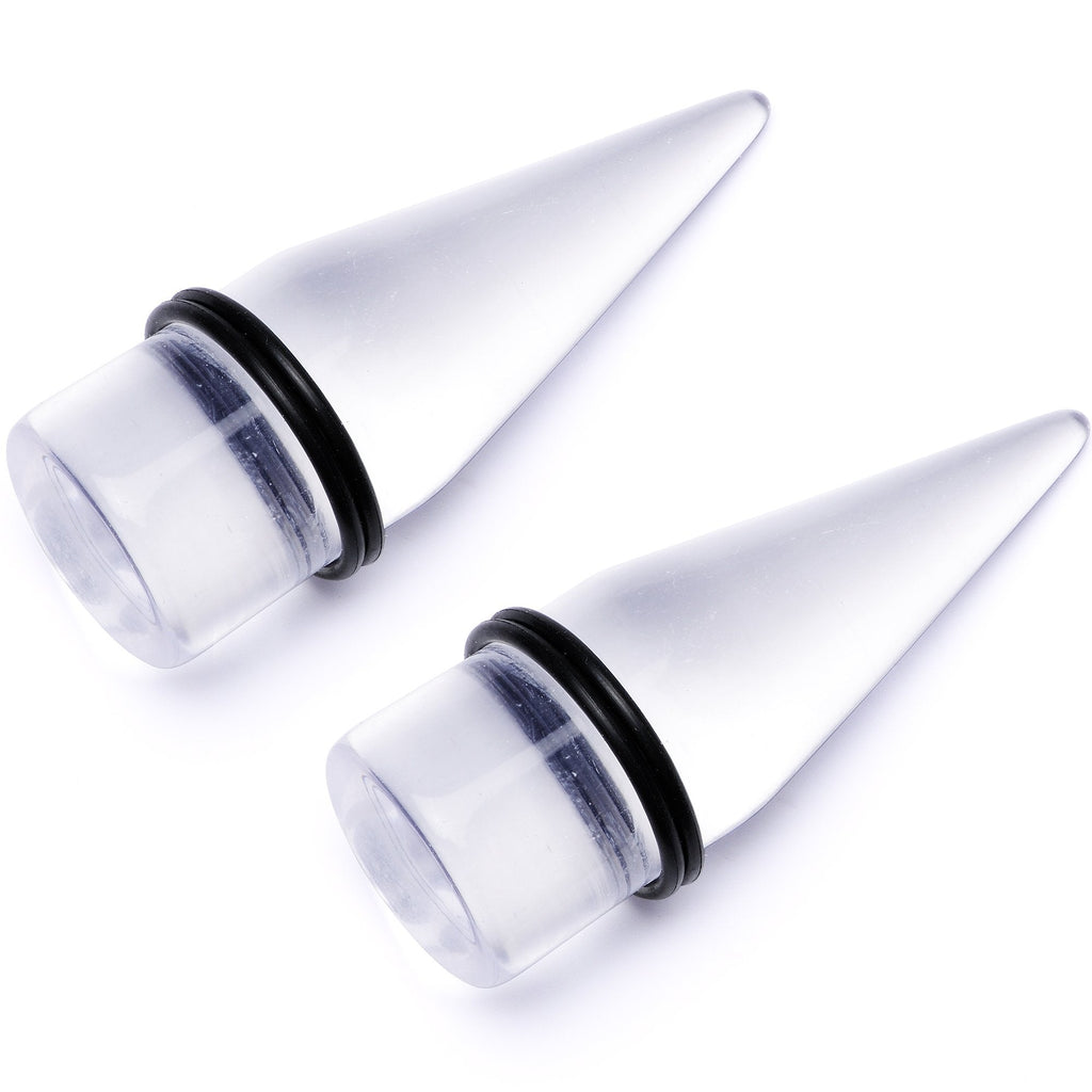 BodyCandy Freaky Fun Lightweight Clear Acrylic Straight Taper Set 2mm to 1 Inch — size reference