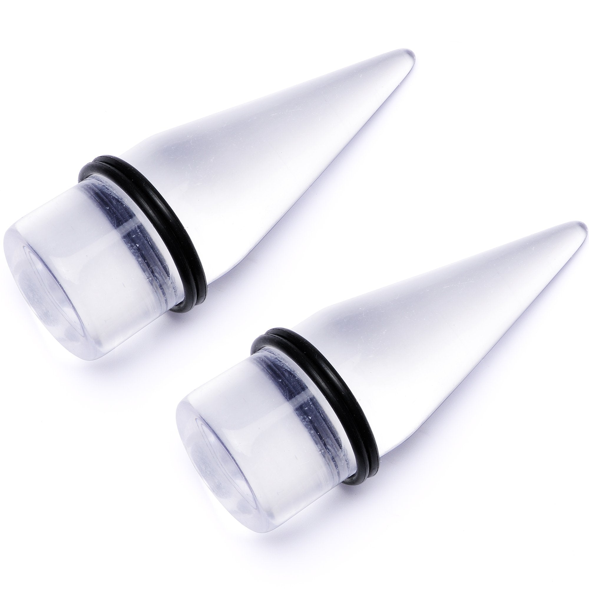 BodyCandy Freaky Fun Lightweight Clear Acrylic Straight Taper Set 2mm to 1 Inch — size reference