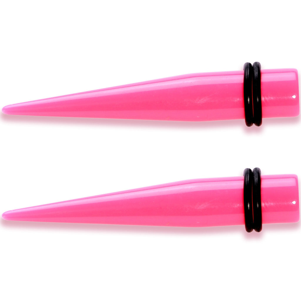 BodyCandy Flirty Fuchsia Lightweight Pink Acrylic Straight Taper Set 10mm to 18mm — detail close-up