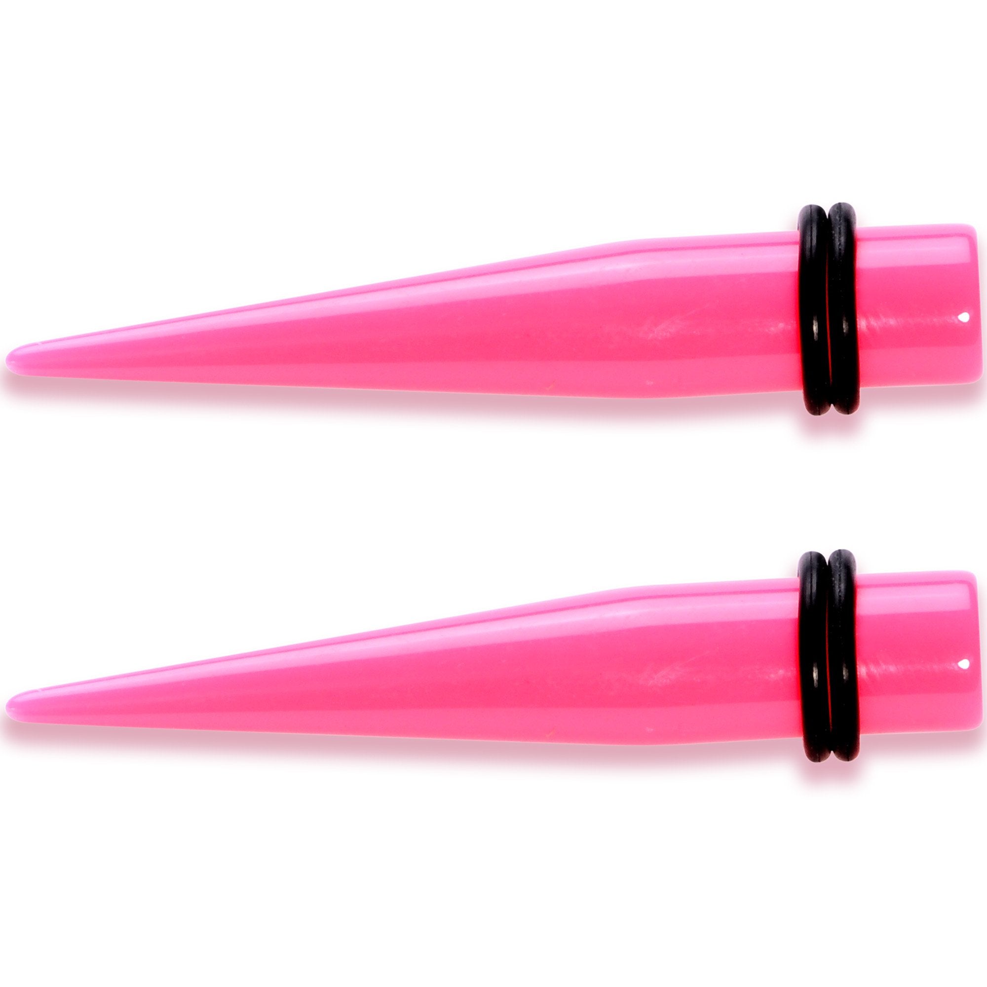 BodyCandy Flirty Fuchsia Lightweight Pink Acrylic Straight Taper Set 10mm to 18mm — detail close-up