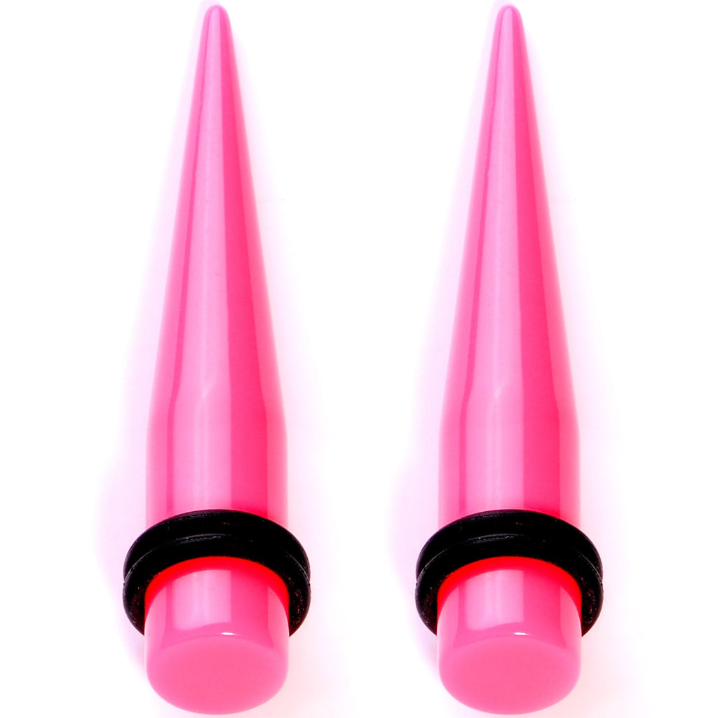 BodyCandy Flirty Fuchsia Lightweight Pink Acrylic Straight Taper Set 10mm to 18mm — lifestyle context