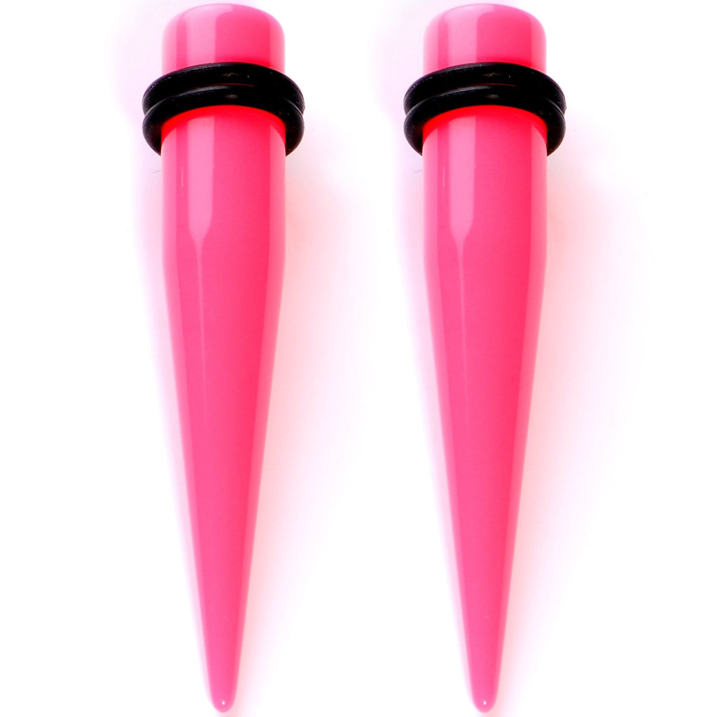 BodyCandy Flirty Fuchsia Lightweight Pink Acrylic Straight Taper Set 10mm to 18mm — side view