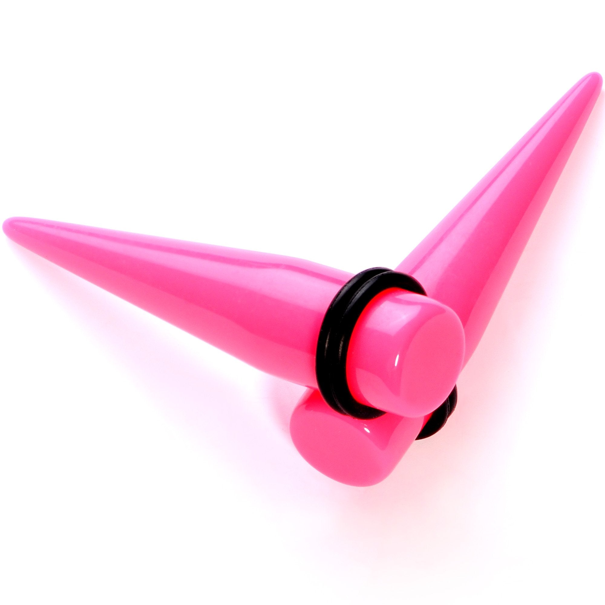 BodyCandy Flirty Fuchsia Lightweight Pink Acrylic Straight Taper Set 10mm to 18mm — back view