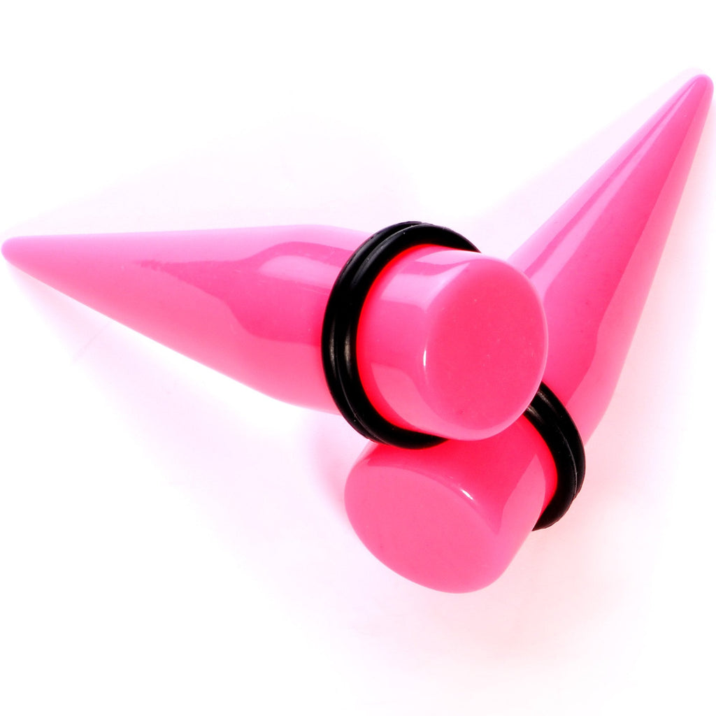 BodyCandy Flirty Fuchsia Lightweight Pink Acrylic Straight Taper Set 10mm to 18mm — alternative angle