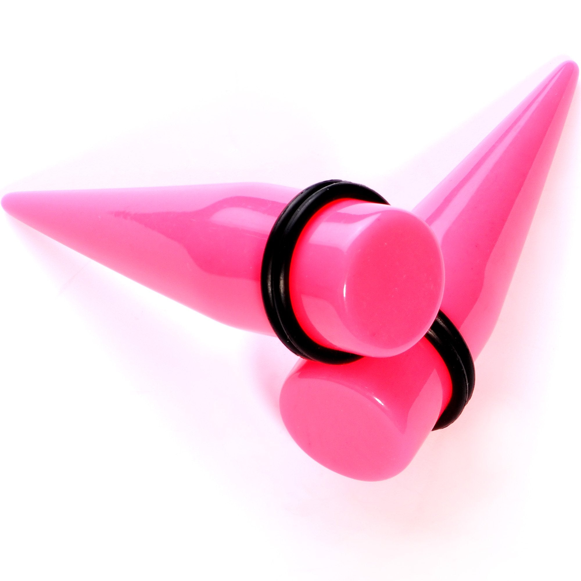 BodyCandy Flirty Fuchsia Lightweight Pink Acrylic Straight Taper Set 10mm to 18mm — alternative angle