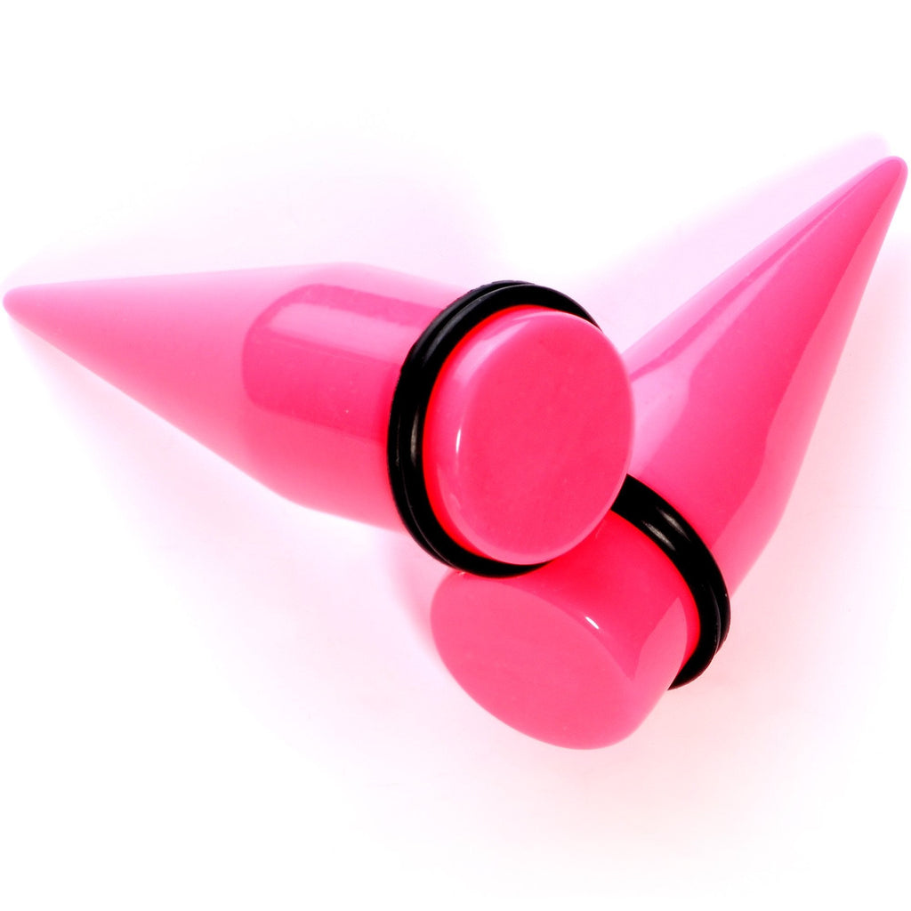 BodyCandy Flirty Fuchsia Lightweight Pink Acrylic Straight Taper Set 10mm to 18mm — size reference