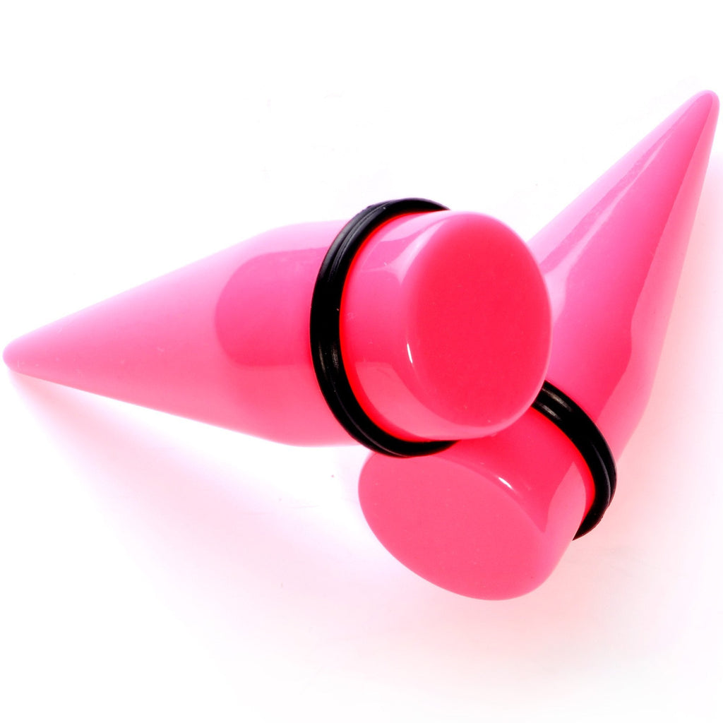 BodyCandy Flirty Fuchsia Lightweight Pink Acrylic Straight Taper Set 10mm to 18mm — packaging