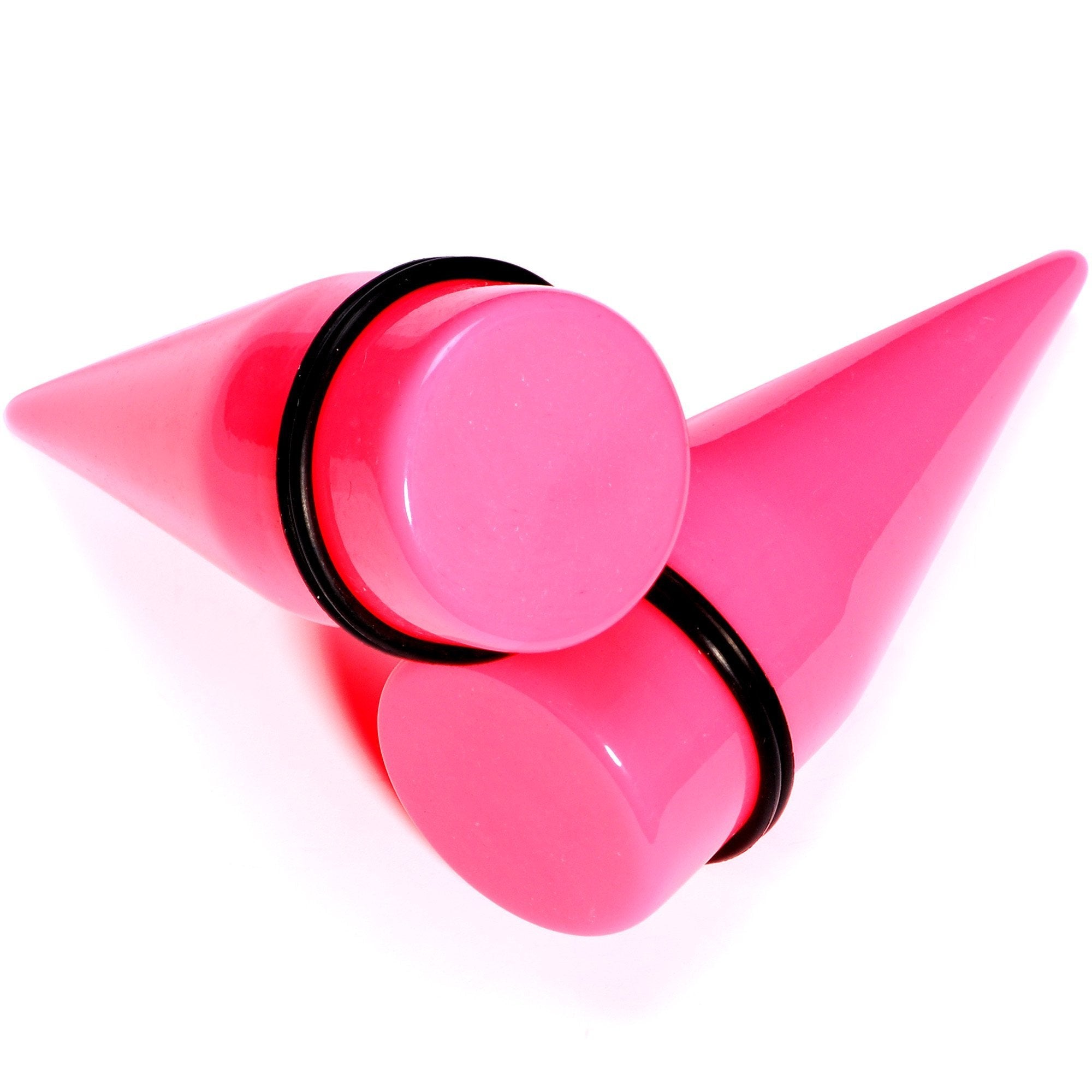 BodyCandy Flirty Fuchsia Lightweight Pink Acrylic Straight Taper Set 10mm to 18mm — color detail