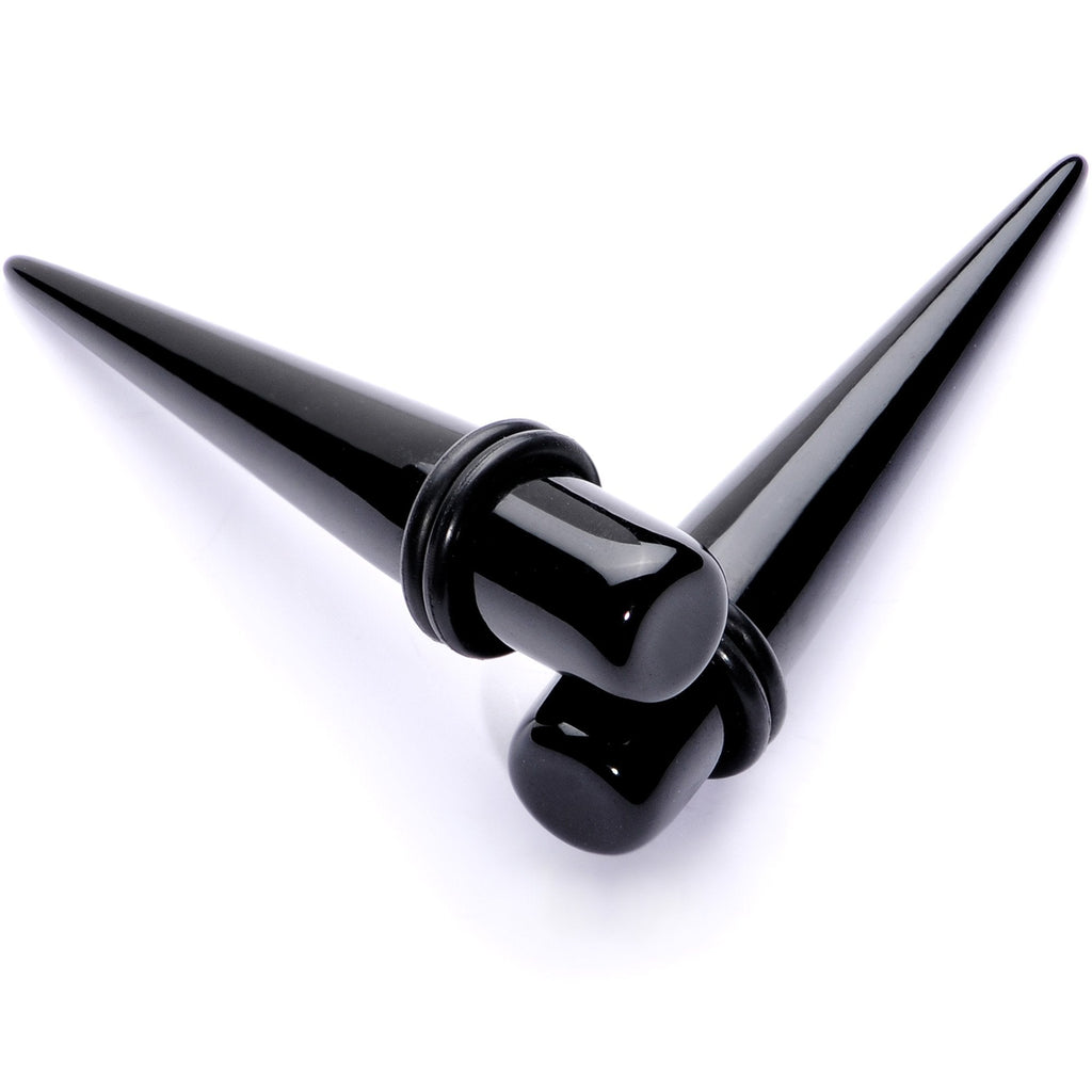 BodyCandy Lightweight Black Acrylic Straight Taper Set 10mm to 25mm — main product shot