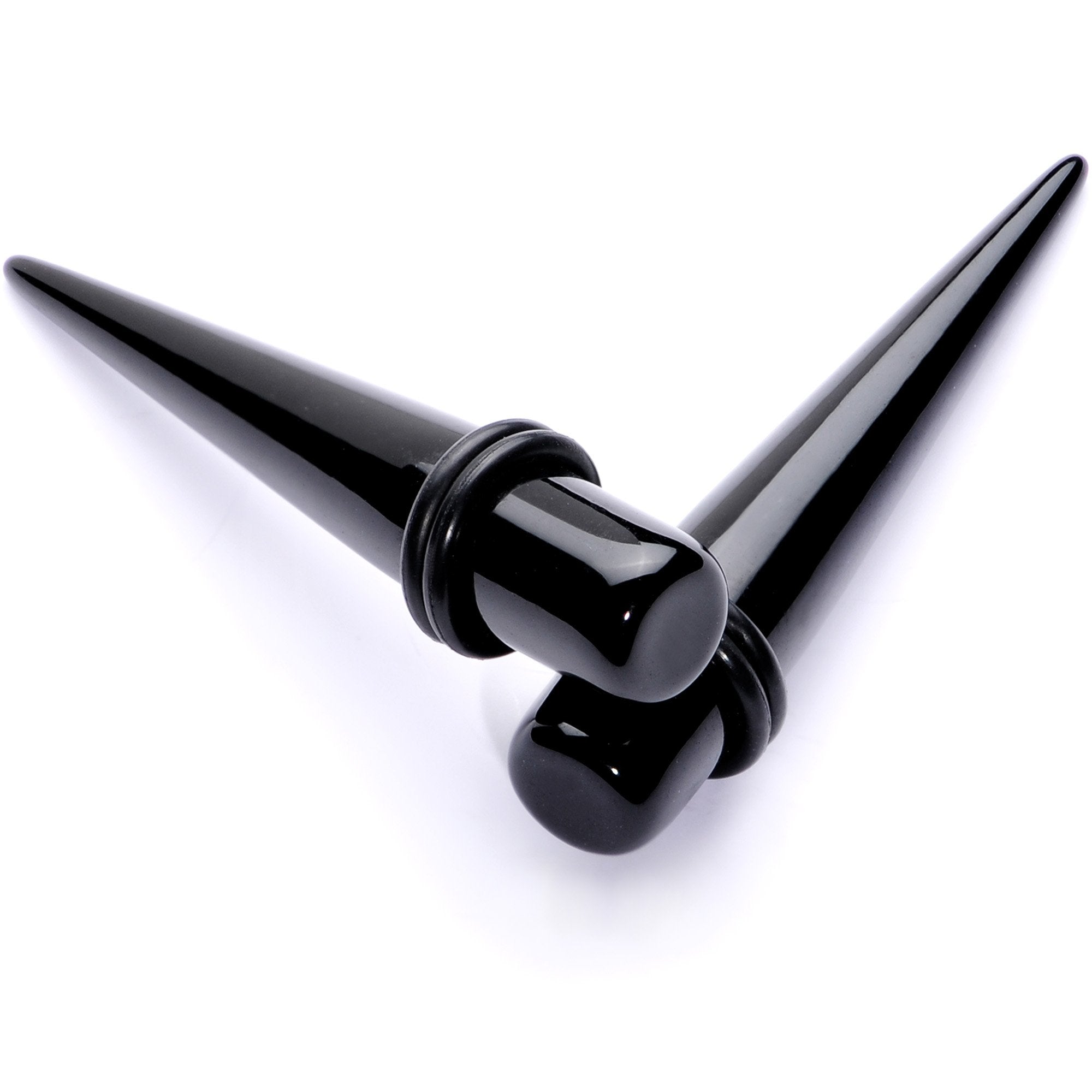 BodyCandy Lightweight Black Acrylic Straight Taper Set 10mm to 25mm — main product shot