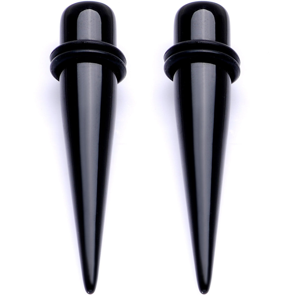 BodyCandy Lightweight Black Acrylic Straight Taper Set 10mm to 25mm — side view