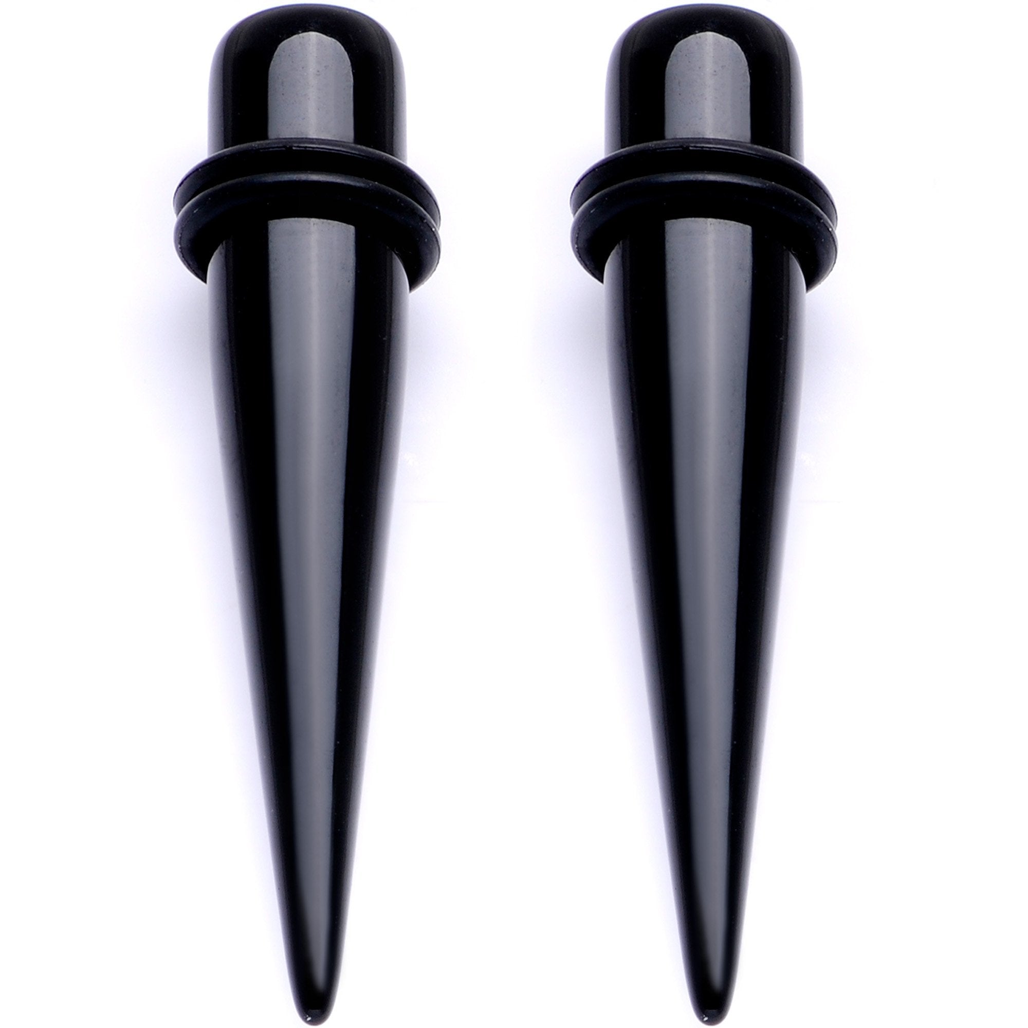 BodyCandy Lightweight Black Acrylic Straight Taper Set 10mm to 25mm — side view
