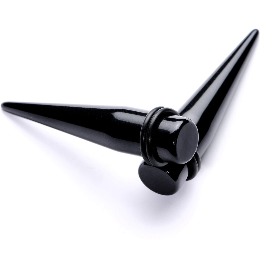 BodyCandy Lightweight Black Acrylic Straight Taper Set 10mm to 25mm — back view
