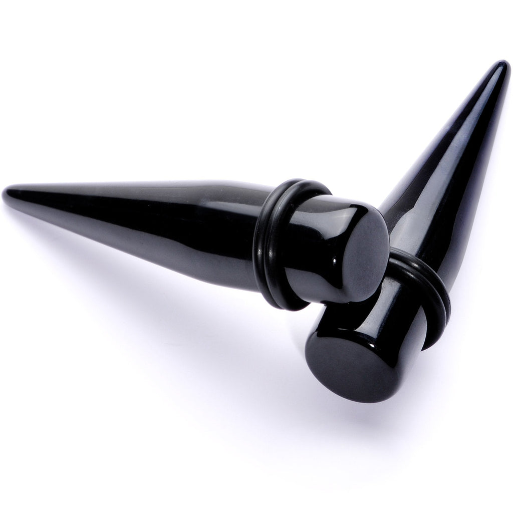 BodyCandy Lightweight Black Acrylic Straight Taper Set 10mm to 25mm — alternative angle