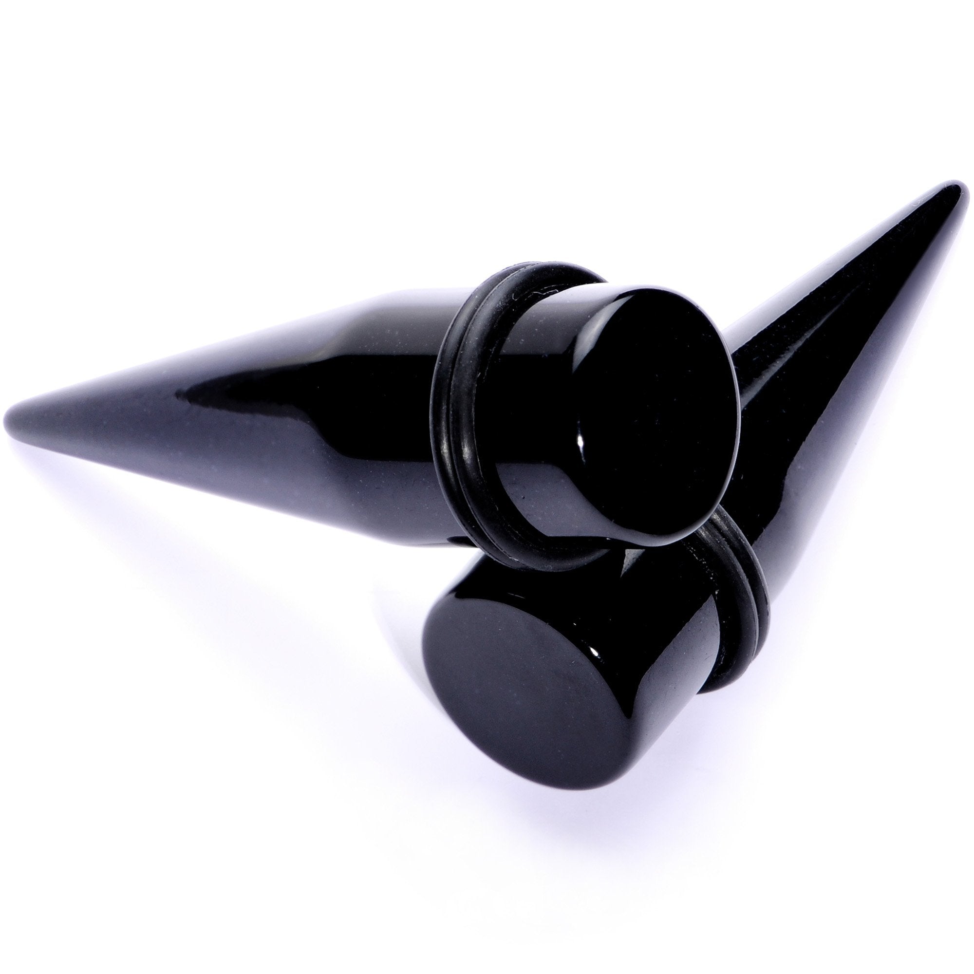 BodyCandy Lightweight Black Acrylic Straight Taper Set 10mm to 25mm — size reference