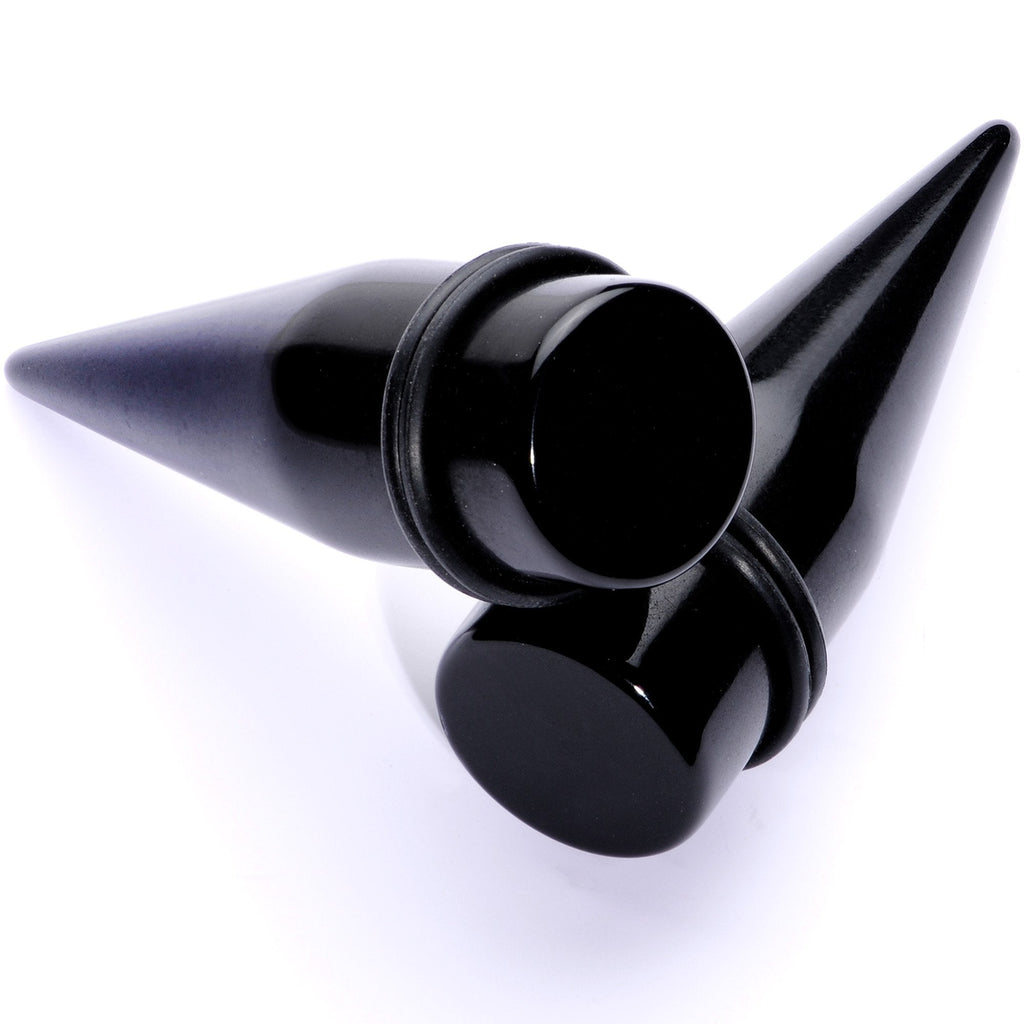 BodyCandy Lightweight Black Acrylic Straight Taper Set 10mm to 25mm — color detail