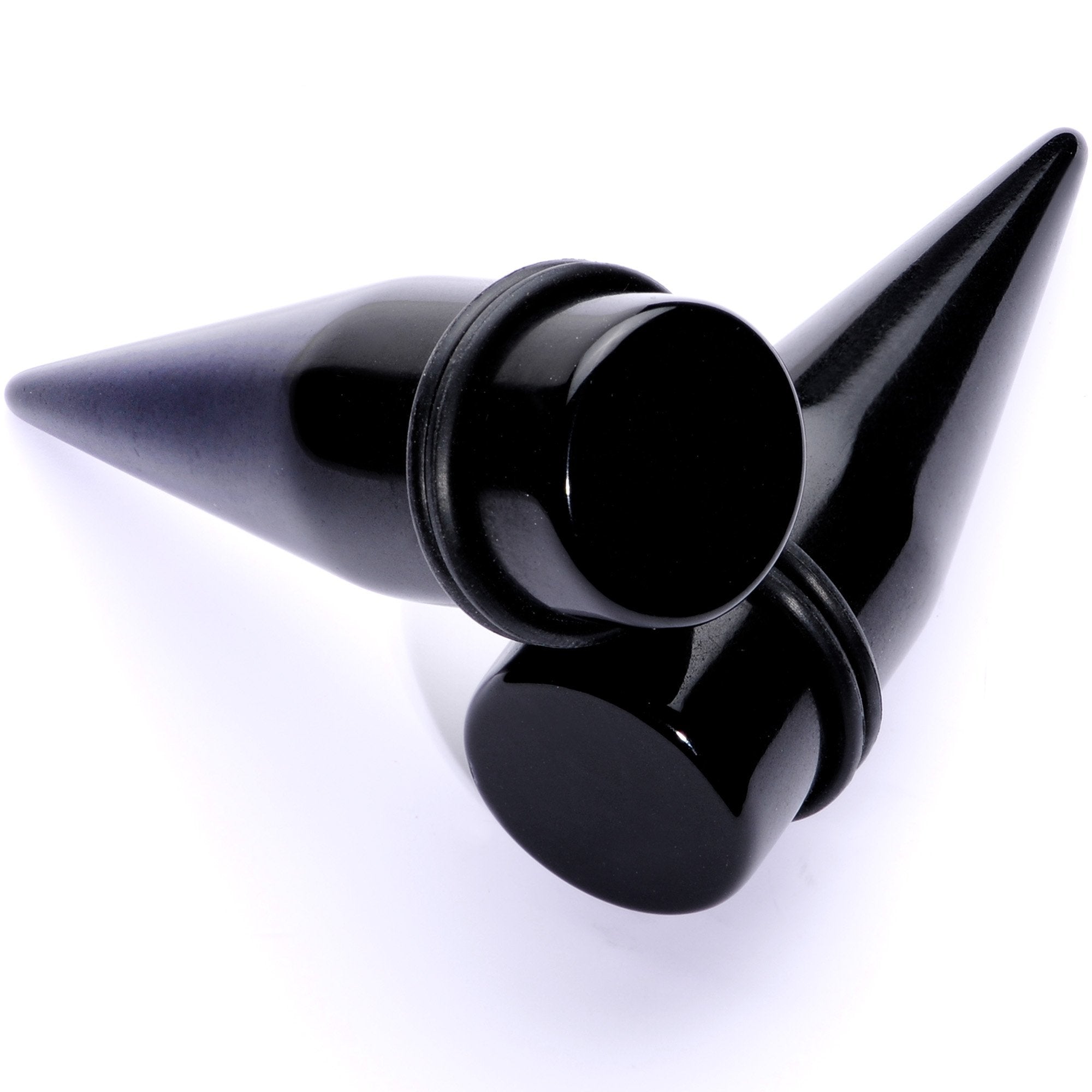 BodyCandy Lightweight Black Acrylic Straight Taper Set 10mm to 25mm — color detail