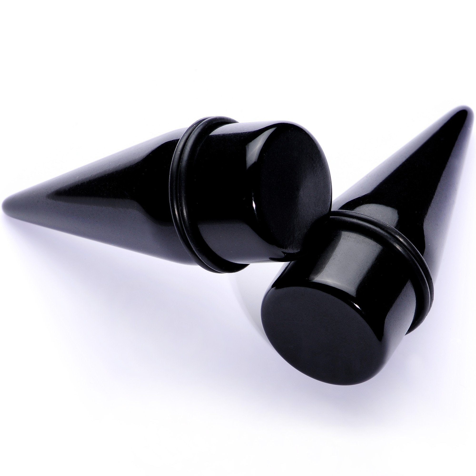 BodyCandy Lightweight Black Acrylic Straight Taper Set 10mm to 25mm — comparison shot